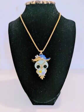 Betsey Johnson Crystal Blue Owl Hat Charm Pendant